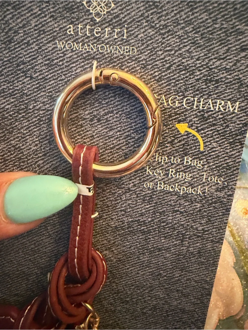Alterri Genuine Leather Horseshoe Bag Charm With Gold Western Themed Charms NEW